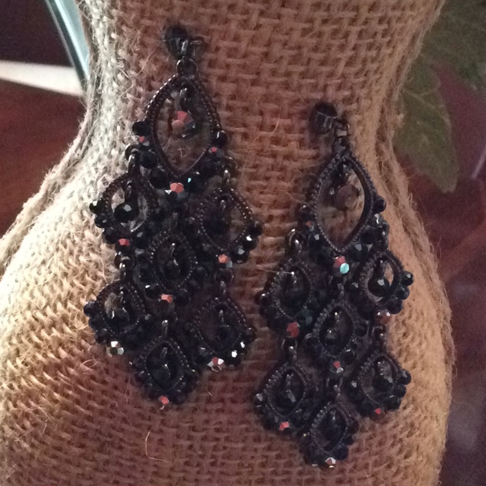 Black chandelier earrings.